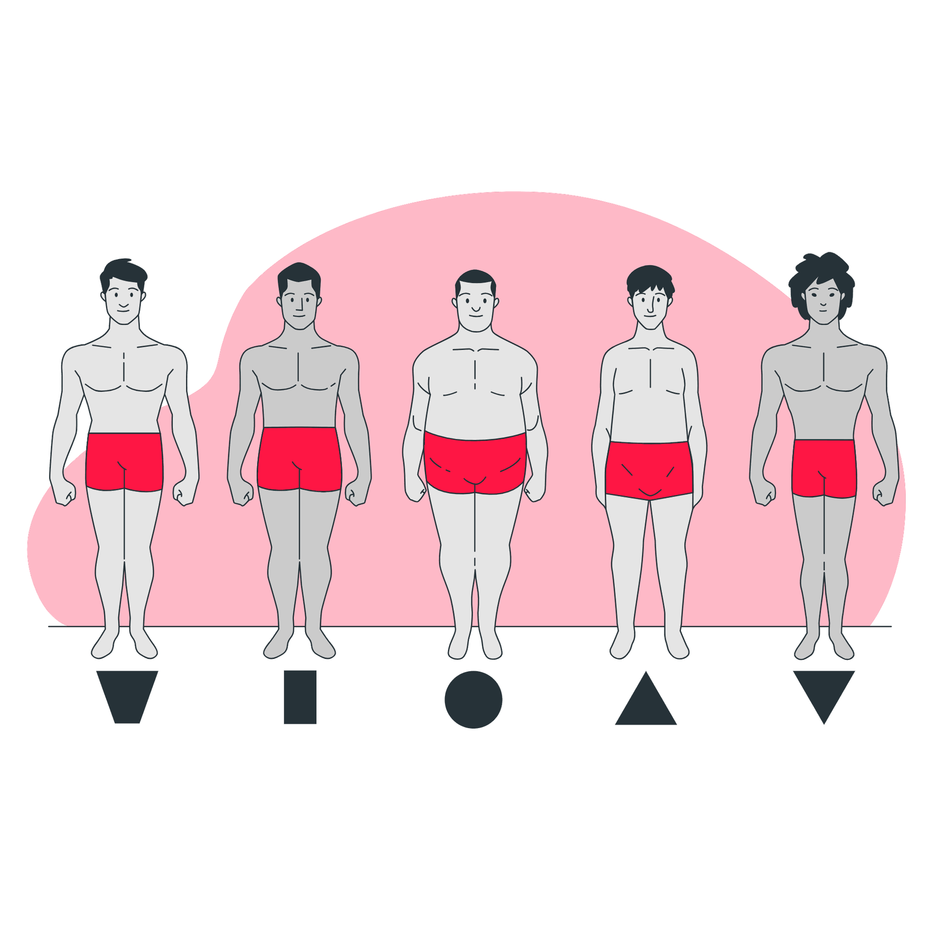 Different male body shapes for fitness
